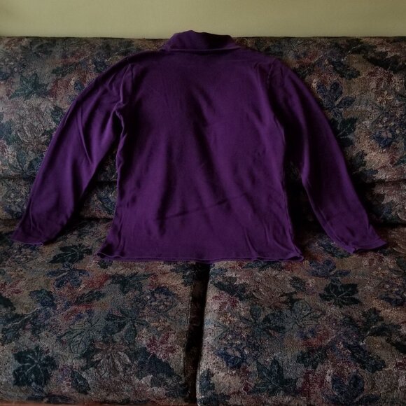 Purple, cotton, long sleeve, turtle neck top, M, NWD, vintage 90s - Picture 2 of 6